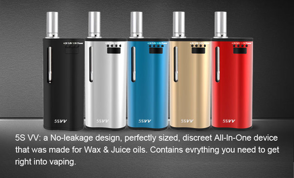 Mjtech 5S VV Vaporizer Starter Kit 650mah Preheat Variable Voltage Battery 5SVV 2 in 1 650mah Vape Box for CE3 G2 Tanks