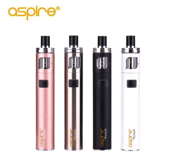 Electronic Cigarette Aspire Pockex AIO 2ML Starter Kit with 1500mah Built-in Battery E Hookah Vape Pen Use 0.6ohm 1.2ohm Coils