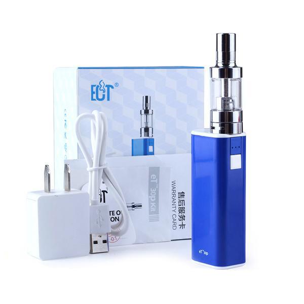 Wholesale HOT ECT eT30p Electronic Cigarette vaporizer 30W box mod 2200mah E cig battery with Mini fog airflow control atomizer ET30P kits