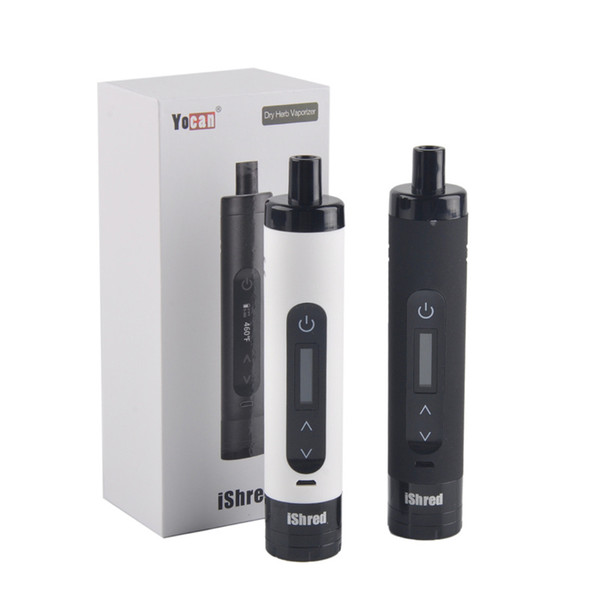 Authentic Yocan iShred Dry Herb Vaporizer Fashion E Cigarette Kits 2600mAh Battery Full Ceramic Chamber Built-in Herb Grinder LCD Display