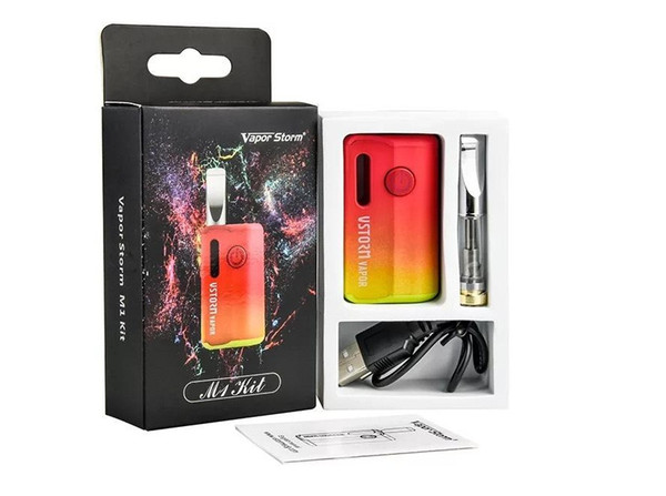 Vapor Storm M1 Kits Vape Box Mod Kits 800mah Variable Voltage Preheat Battery 510 Magnetic Connector With Vape Oil Tank Cartridges Kits