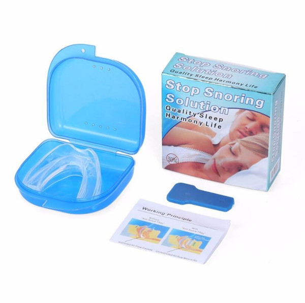 Silicone Stop Snoring Anti Snore Mouthpiece Apnea Guard Bruxism Tray Mouthguard Health Sleeping Health Care Tool with box gift