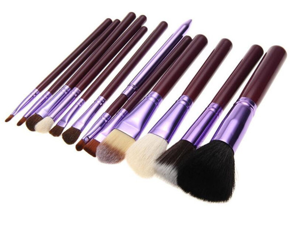 New Arrivals 12pcs Makeup Brushes Set with cylinder wool chemical fiber materials four color health makeup brushes Light and comfortable.