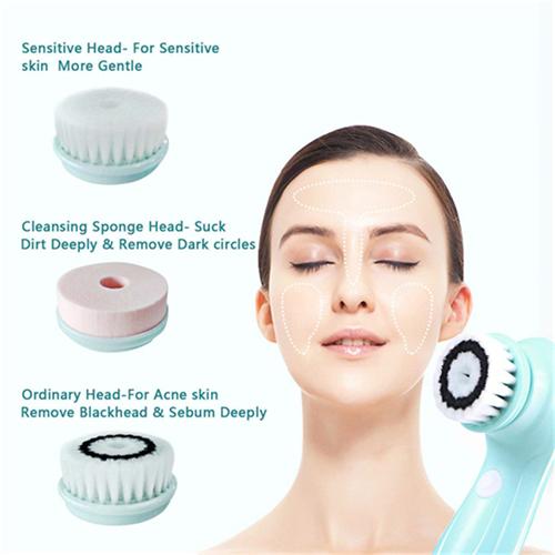 Facial Cleanser Brush 3 in 1 Electric Rotating Facial Cleansing Brush USB Rechargeable sonic Face Cleaners Beauty Instrument