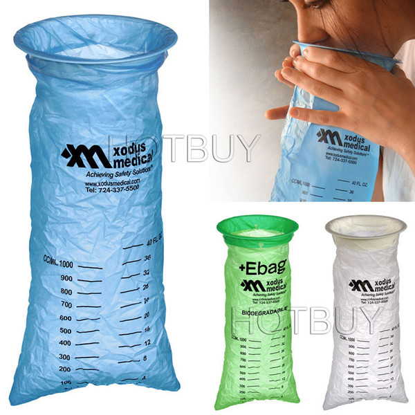 3 colors 1000ml Transparent Car Motion Vominator Barf bag Emesis Vomit Bag Sickness Bag #4253