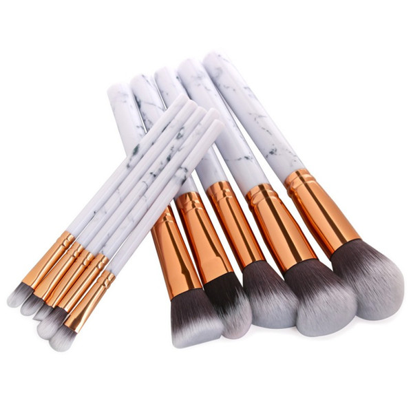 Marbling Handle Makeup Brushes 10Pcs/Set Professional Makeup Brushes ye Shadow Eyebrow Lip Eye Make Up Brush Comestic Tool R0010