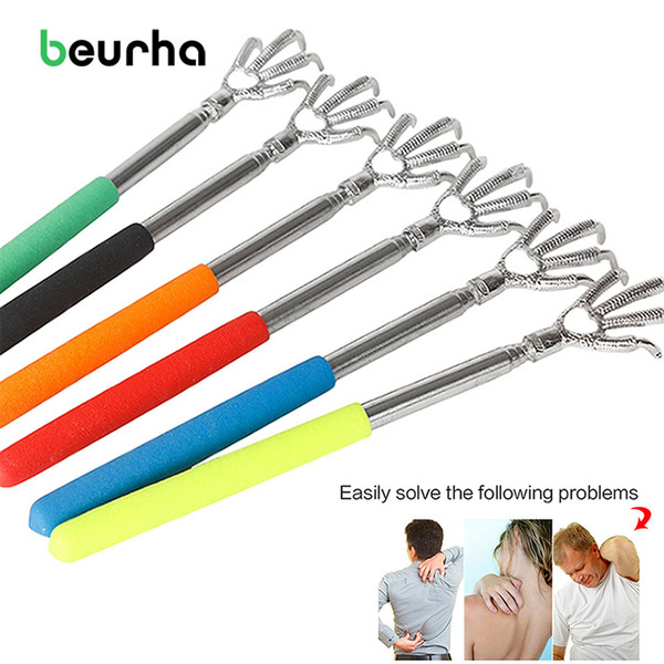Beurha HOT Practical Handy Stainless Pen Clip Back Scratcher Telescopic Pocket Scratching Massage Kit Bear Claw Back Scratcher
