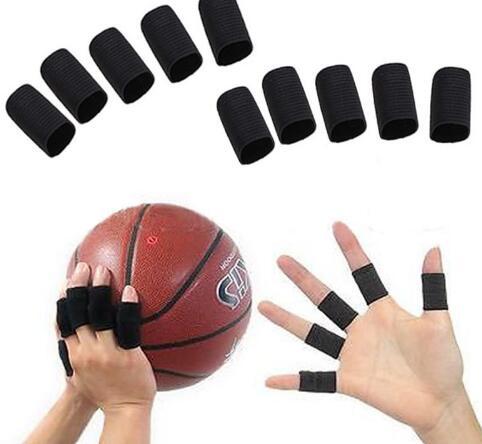 10 Pcs/Set Black Stretch Elastic Finger Fingerstall Support Protector Sleeve Sport Strap Wrap Protection Strap