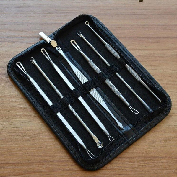 7 Pcs BlackHead Acne Spot Zit Whitehead Facial Pimple Blemish Comedone Extractor Tool/ Removal Set Kit c146