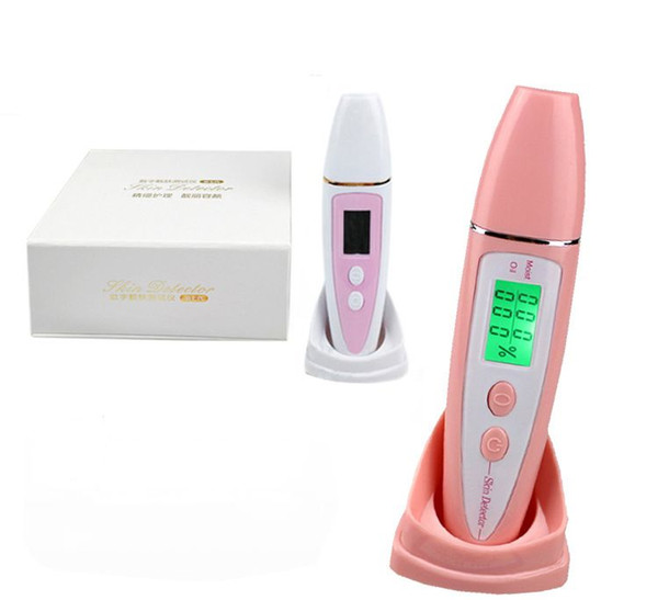 New Arrival Patent Design LCD Display Facial Beauty Equipment Skin Oil Moisture Analyzer Testing Skin Tester Pink White 0609011