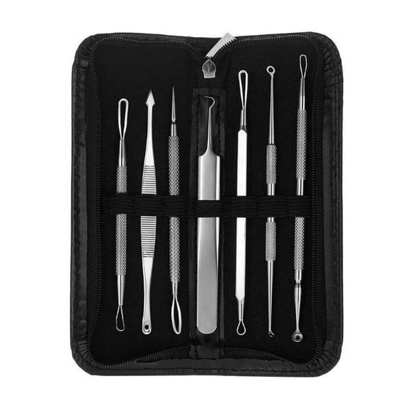 7Pcs Blackhead Remover Tool Kit Facial Comedone Acne Needle Clip Pimple Tweezer Blemish Extractor Set Face Skin Care Tools