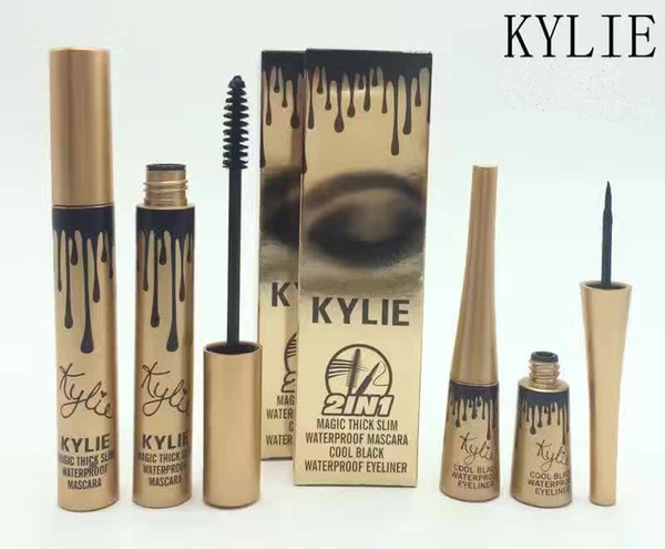 New High quality 2 in1 Kylie Mascara+Eyeliner Charming eyes Magic Thick Slim Waterproof Mascara Eyeliner Black free shipping