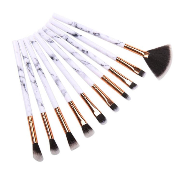 TOP 10pcs Makeup Brushes Set marble pattern high quality cosmetic brush Used for face and eyes Portable light and comfortable free shipping.