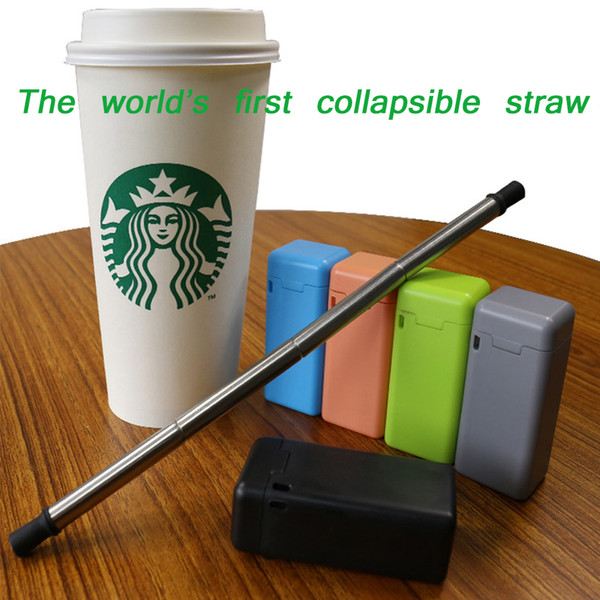 Collapsible Reusable Straws Folding Stainless Steel Drinking Straws Portable Travel Final Straw for Outdoor Household