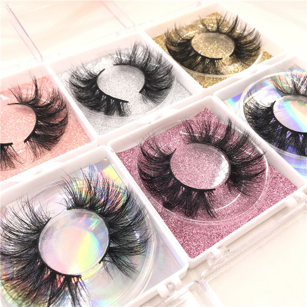 Custom Packaging Private Logo Packaging Box 5D Mink Eyelashes Dramatic Thickness Handmade 27mm False Eye Lashes