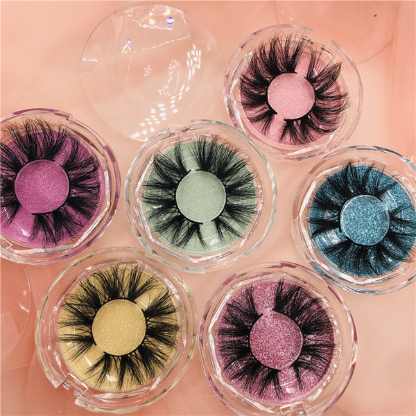 25mm 5D Mink Lashes Custom Packaging Private logo Circle Box Dramatic Long Thickness Mink False Eyelashes for Makeup Beauty