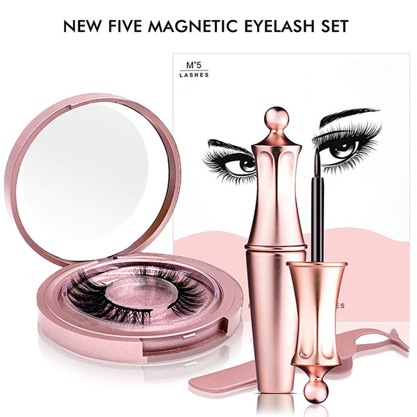 Magnetic Eyeliner Eyelashes Kit Magnetic 3D Eyelashes & Liquid Eyeliner with False Lashes Eyelash Curler Reusable Falses Eyelash Miami