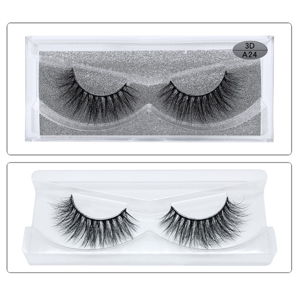 1Pair/lot 3D Mink Eyelashes Full Strip False Eyelashes Long Individual Handmade Mink Lashes A Series Multi-layer Thick Eye Lashes A-24