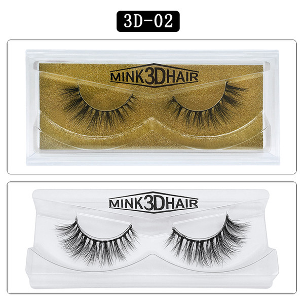 1Pair/lot 3D Mink lashes Wholesale Natural False Eyelashes 3D Mink Eyelashes Soft makeup Extension cilios 3D-02