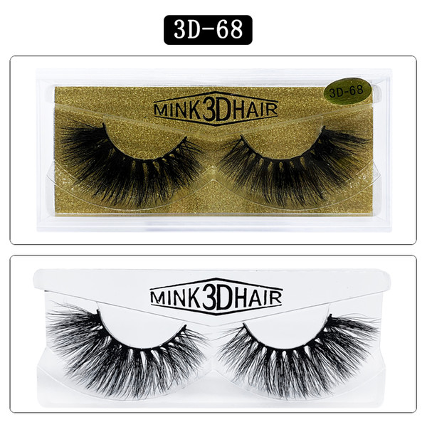 1Pair/lot 3D Mink lashes Wholesale Natural False Eyelashes 3D Mink Eyelashes Soft makeup Extension cilios 3D-68