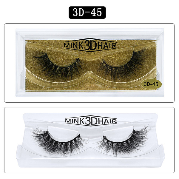 1Pair/lot 3D Mink lashes Wholesale Natural False Eyelashes 3D Mink Eyelashes Soft makeup Extension cilios 3D-45