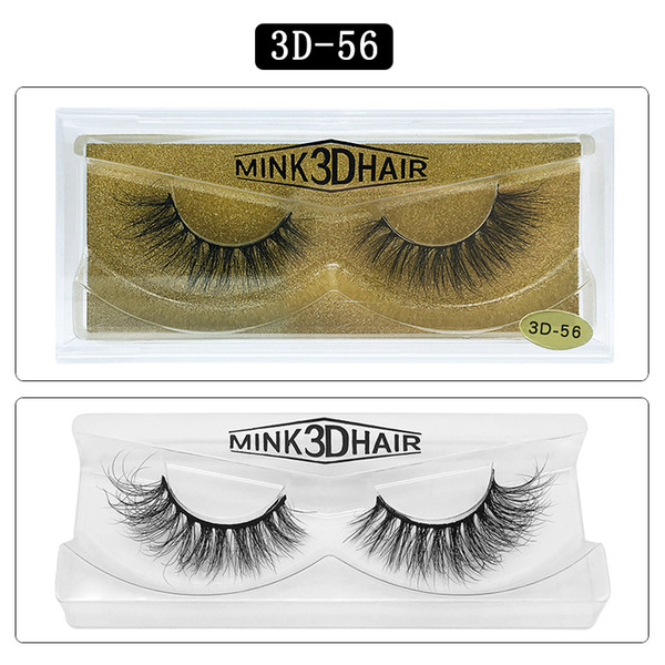 1Pair/lot 3D Mink lashes Wholesale Natural False Eyelashes 3D Mink Eyelashes Soft makeup Extension cilios 3D-56