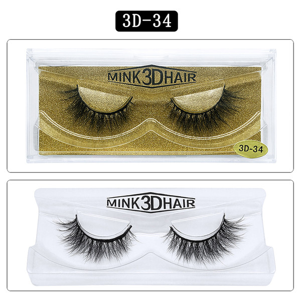 1Pair/lot 3D Mink lashes Wholesale Natural False Eyelashes 3D Mink Eyelashes Soft makeup Extension cilios 3D-34