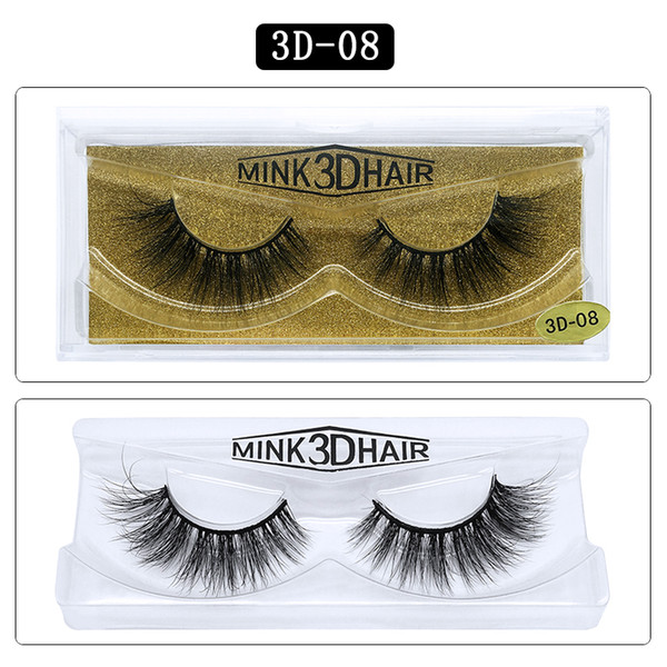 1Pair/lot 3D Mink lashes Wholesale Natural False Eyelashes 3D Mink Eyelashes Soft makeup Extension cilios 3D-08