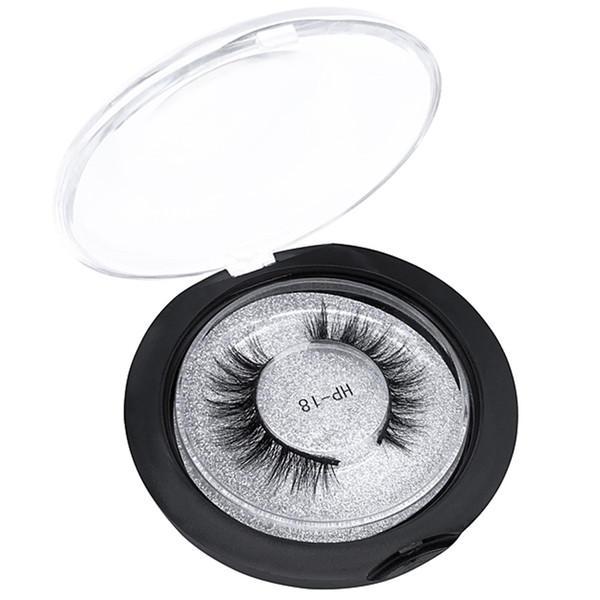 1Pair/lot 3D Mink Lashes Wholesale 3D Silk Protein Mink False Eyelashes Long Lasting Lashes Natural Mink Eyelashes Round Box Packaging HP-18