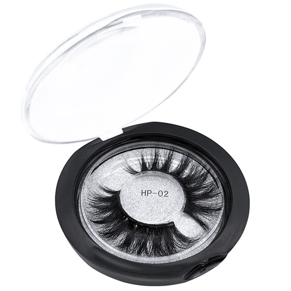 1Pair/lot 3D Mink Lashes Wholesale 3D Silk Protein Mink False Eyelashes Long Lasting Lashes Natural Mink Eyelashes Round Box Packaging HP-02