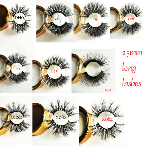 25mm Long 3D mink lashes extra length mink eyelashes Big dramatic volumn eyelashes strip thick false eyelash 66