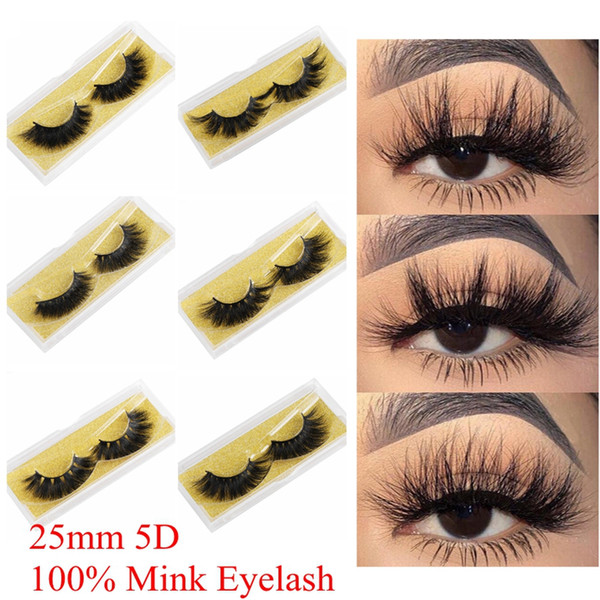 100% Mink Eyelashes 25 mm Wispy Fluffy Fake Lashes 5D Makeup Big Volume Crisscross Reusable False Eyelashes Extensions Beauty Fashion Tool