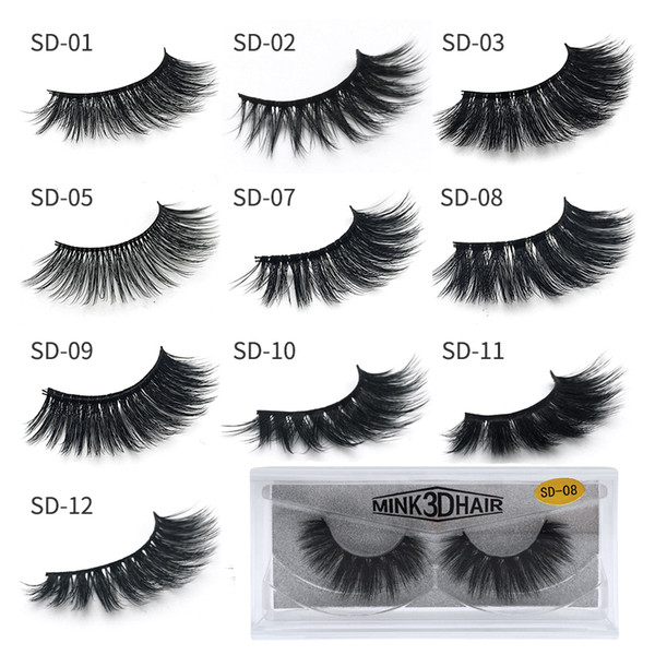 1Pair/lot 100% Real Siberian 3D Mink Eyelashes Full Strip False Eyelash Long Individual Eyelashes Mink Lashes Extension