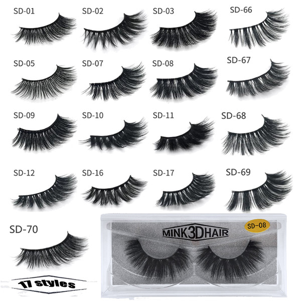 1Pair/lot Eyelashes 3D Mink Eyelashes Crossing Mink Lashes Hand Made Full Strip Eye Lashes 17 Styles New Package cilios naturais