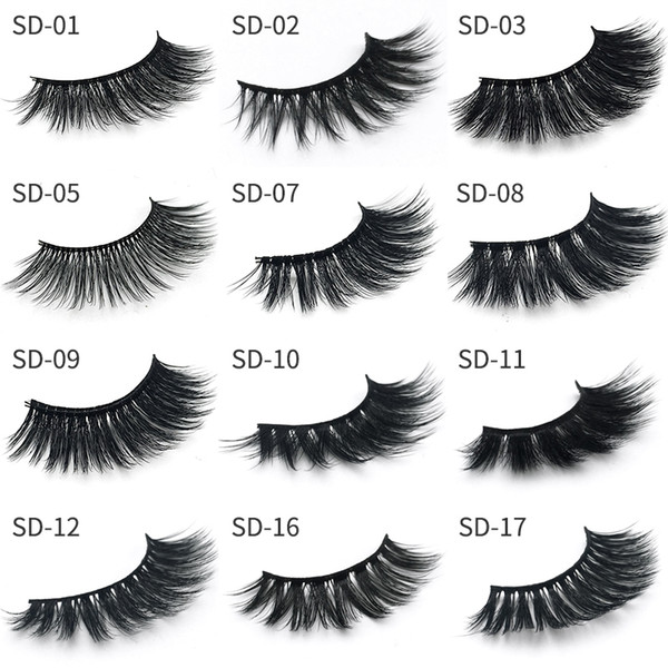 1Pair/lot Eyelashes 3D Mink Lashes Luxury Hand Made Mink Eyelashes Medium Volume Cruelty Free Mink False Eyelashes Upper Lashes DAIZHOU01