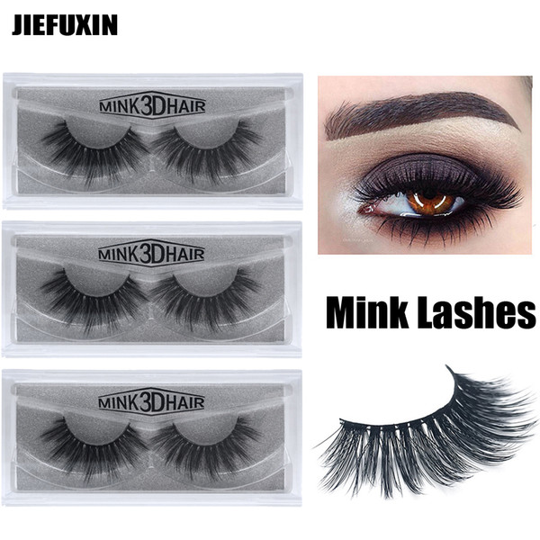 1Pair/lot mink eyelashes natural long 3d eyelashes 3d mink lashes hand made makeup false lashes 1 box Faux Cils