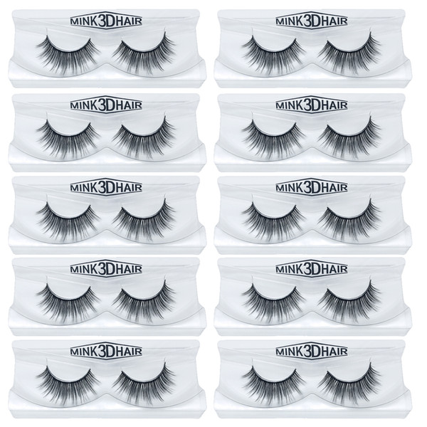 1Pair/lot 3D Mink Eyelash Lilly Real Mink Handmade Crossing Lashes Individual Strip Thick Lash Fake Eyelashes