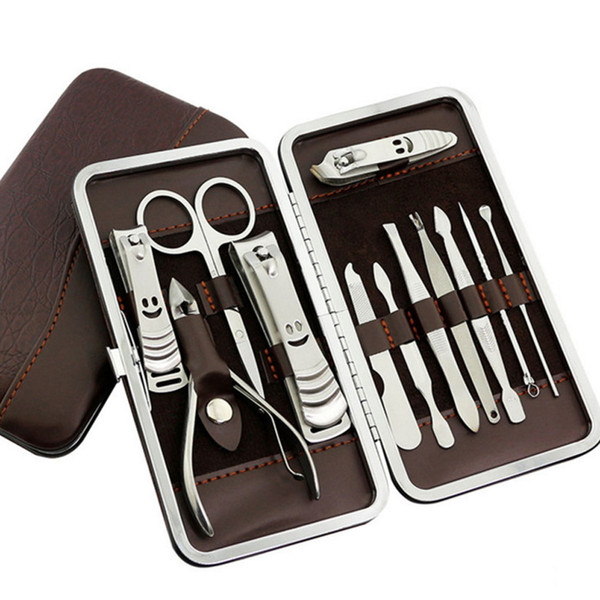 12pcs Manicure Set Pedicure Scissor Tweezer Knife Ear Pick Utility Nail Clipper Kit ,Stainless Steel Nail Care Tool Set