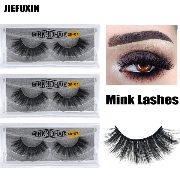 1Pair/lot Mink Lashes 3D Mink Eyelashes Cruelty free Lashes Handmade Reusable Natural Eyelashes Popular False Lashes Makeup