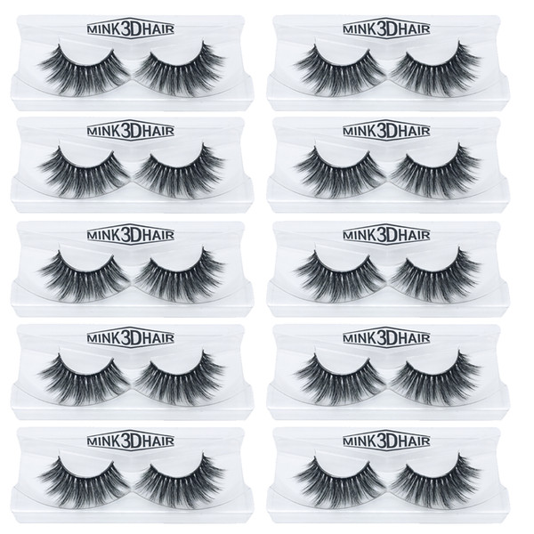 1Pair/lot Mink Lashes 3D Handmade Mink Eyelashes Natural False Eyelashes 3 pairs Fake Eye Strip Lashes Extension