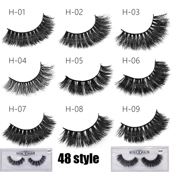 1Pair/lot 3D Mink Eyelashes Eye makeup Mink False lashes Soft Natural Thick Fake Eyelashes 3D Eye Lashes Extension Beauty Tools 48 styles