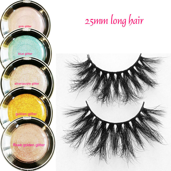 25mm long hair eyelashes 3D Mink hair lashes Soft Makeup mink eyelash Natural extra long mink hair eyelashes private logo L14