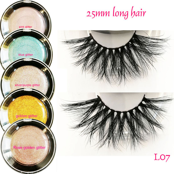 25mm long hair eyelashes 3D Mink hair lashes Soft Makeup mink eyelash Natural extra long mink hair lashes private logo L07