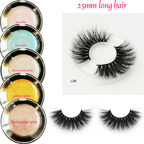 25mm long hair eyelashes 3D Mink hair lashes Soft Makeup mink eyelash Natural extra long mink hair eyelashes private logo L09