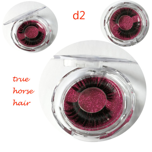 d2 Horse hair pure handmade false eyelashes elegant messy naked makeup naturally dense eyelashes Natural curly, lifelike long eyelashes