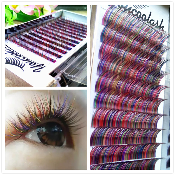 2017 YoucooLash 12lines/tray colorful individual lashes rainbow color eyelash Faux mink individual Colorful eyelash extensions private label