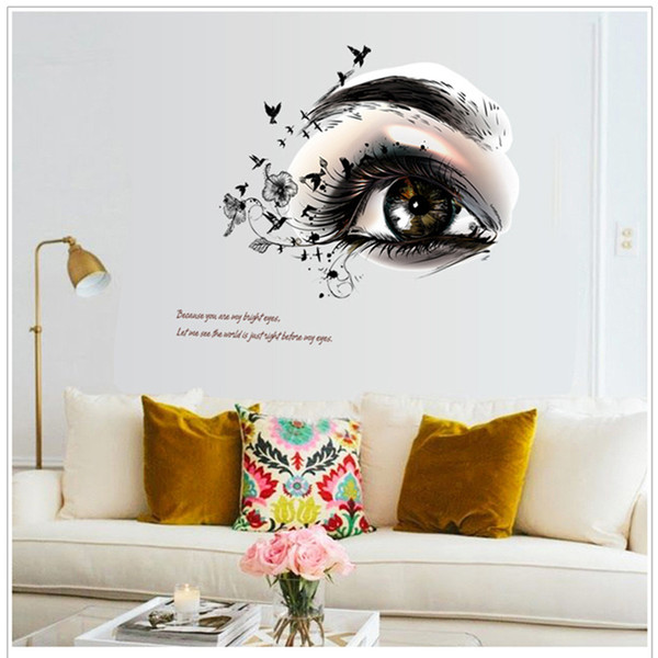 Decorated lashes wall sticker PVC Transparent Eyes Stricker Lash salon room bedroom Removable Decorating Sticker Decorated eye Sticker