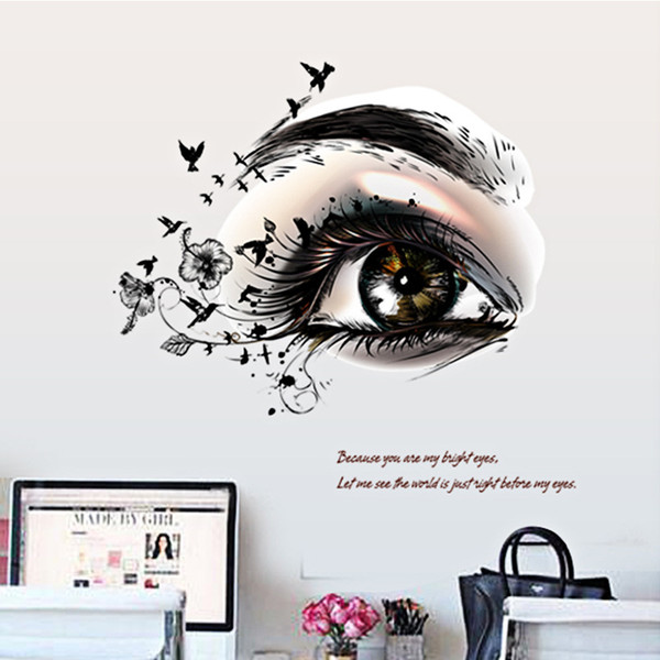 Lashes Salon Decorated Wall Stricker PVC Transparent Stricker Lash salon room bedroom Removable Decorating Sticker Decorated eye Sticker