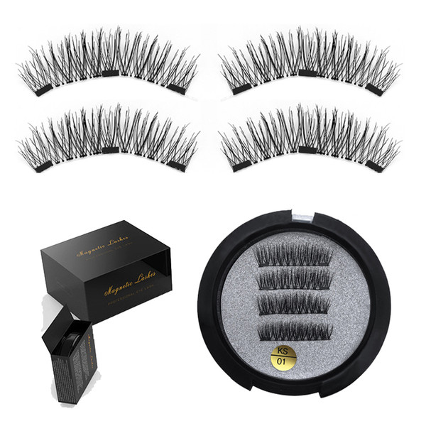 Magnetic eyelashes with 3 magnets magnetic lashes natural fiber false eyelashes magnet lashes with eyelashes