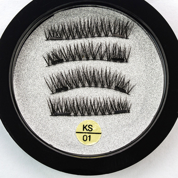 2 Magnets Magnetic False Eyelashes 3D Fiber Lashes Natural Handmade Silk Synthetic Eyelash Extension Glue Free Fake Lashes Wholesale